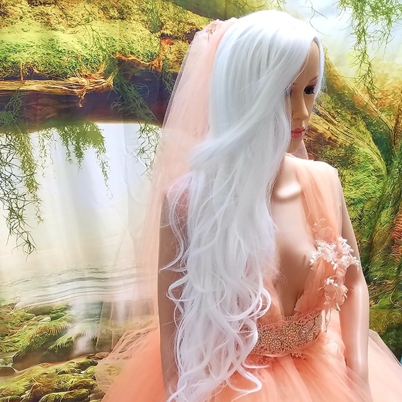 SAMPLE GOWN ONLY-LARISSA Peach Ivory Wedding Ballgown - Picture 6 of 8